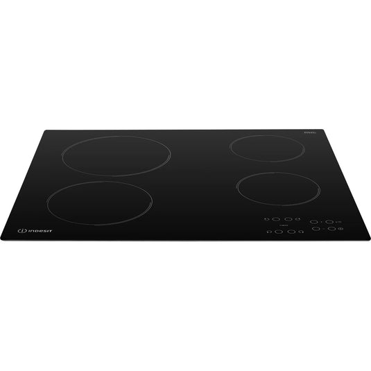 Indesit 60cm 9 Levels Electric Ceramic Hob | Black | Touch Control | 4 Zones with Residual Heat Indicator and Timer | RI161C