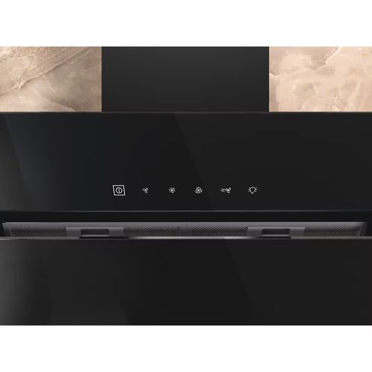 Whirlpool 90cm Vertical Hood | Touch Control | Black With Dishwashable Aluminium Grease Filter | 52/65 Db | WHVS91FLTDPK