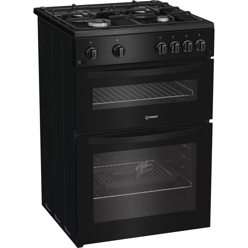 Załaduj obraz do przeglądarki galerii, Indesit 60cm Gas Double Cooker | Black | IDG6GB
