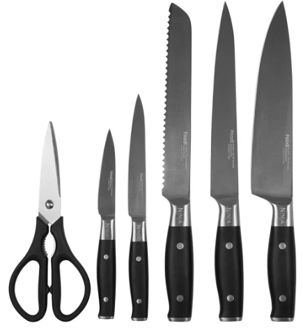 ninja foodi stay sharp knife block with integrated sharpener, 6 piece set