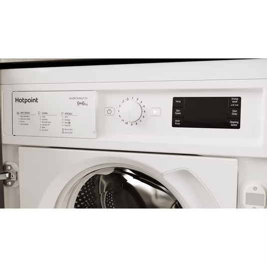 Hotpoint Integrated Washer Dryer | 9kg Wash | 6kg Dry | 1400 Spin | Anti-Stain | Steam Refresh| BIWDHG961485