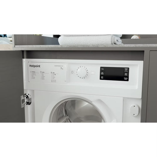 Hotpoint 7kg Integrated Washing Machine | 1400 RPM | Anti-Stain | Wool Care | White | BIWMHG71483UKN