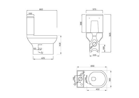 Sonas Base Rimless Open Back Close Coupled Wc & Soft Close Seat | USW0486