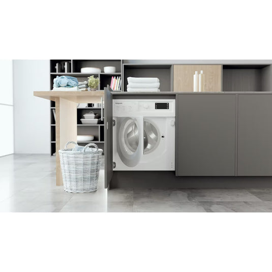 Hotpoint 7kg Integrated Washing Machine | 1400 RPM | Anti-Stain | Wool Care | White | BIWMHG71483UKN
