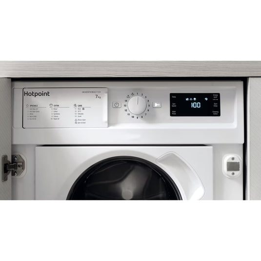 Hotpoint 7kg Integrated Washing Machine | 1400 RPM | Anti-Stain | Wool Care | White | BIWMHG71483UKN