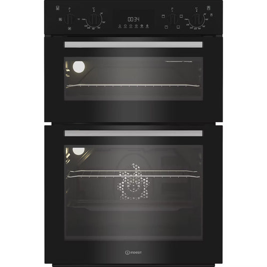 Indesit Built-In Double Electric Fan Oven | 69L + 36L | Black | DII10DB