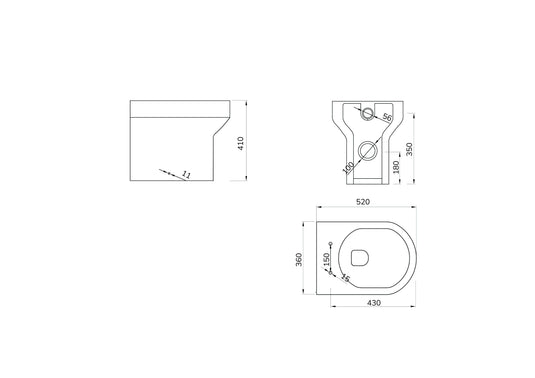 Sonas Base Rimless Back To Wall Wc & Soft Close Seat Seat | USW0490