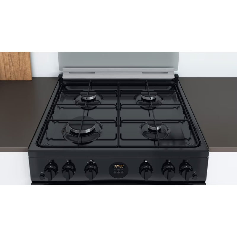 Załaduj obraz do przeglądarki galerii, Indesit 60cm Gas Double Oven Cooker | Black | Digital Display | Click&amp;Clean | Catalytic Liners | A+ Rated  | ID67G0MCBUK
