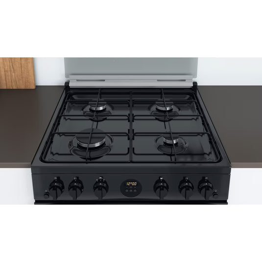 Indesit 60cm Gas Double Oven Cooker | Black | Digital Display | Click&Clean | Catalytic Liners | A+ Rated  | ID67G0MCBUK