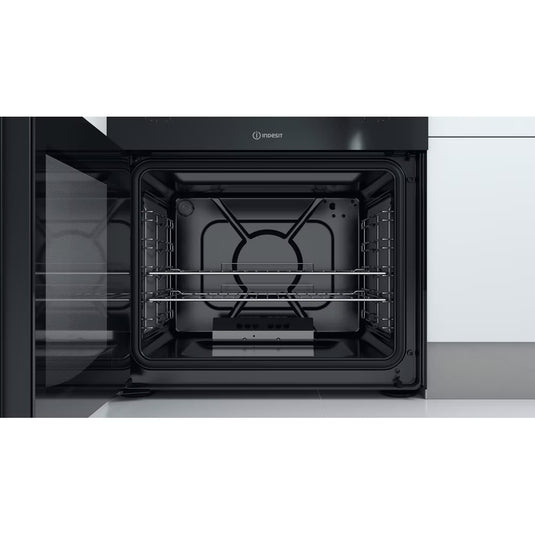 Indesit 60cm Gas Double Oven Cooker | Black | Digital Display | Click&Clean | Catalytic Liners | A+ Rated  | ID67G0MCBUK
