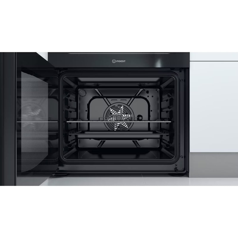 Load image into Gallery viewer, Indesit Electric Double Oven Cooker | Fan Oven | Black with Click&amp;clean  | ID67V9KMBUK
