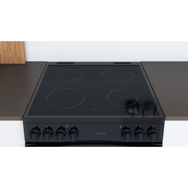 Load image into Gallery viewer, Indesit Electric Double Oven Cooker | Fan Oven | Black with Click&amp;clean  | ID67V9KMBUK
