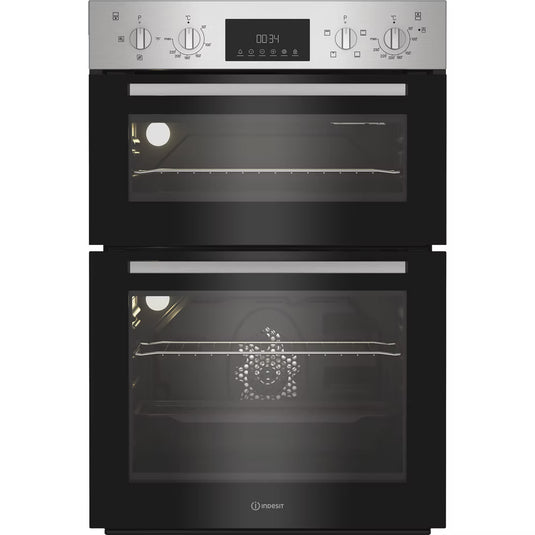 Indesit Built-In Electric Double Oven | 69L + 36L | Stainless Steel | Twin Grill | Enamel | DII10DIX