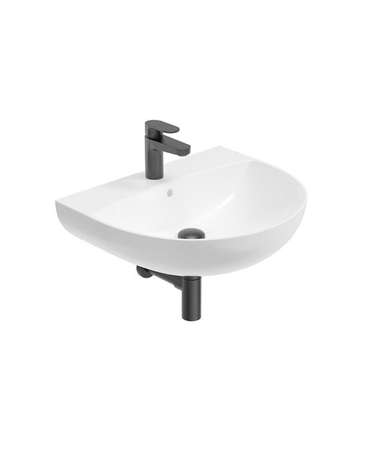 Sonas Horizon Round 55Cm 1 Tap Hole Wash Basin & Bottle Trap | Matt Black | USW0453