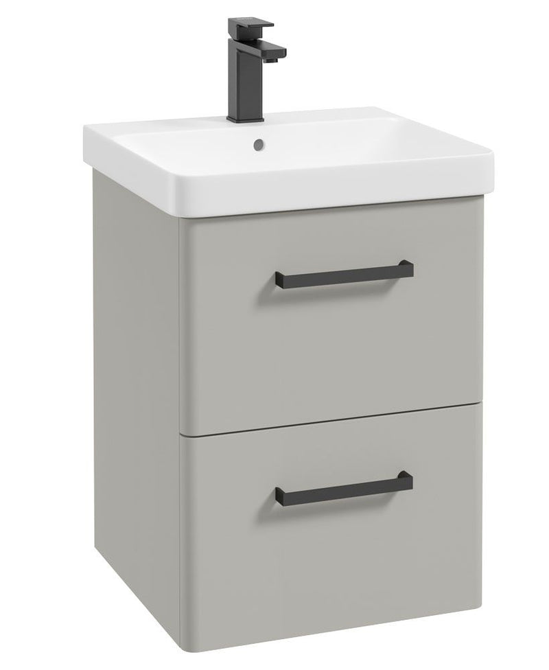 Load image into Gallery viewer, KORA Wall Hung 50cm Two Drawer Unit Matt Arctic Grey-Black Handle

