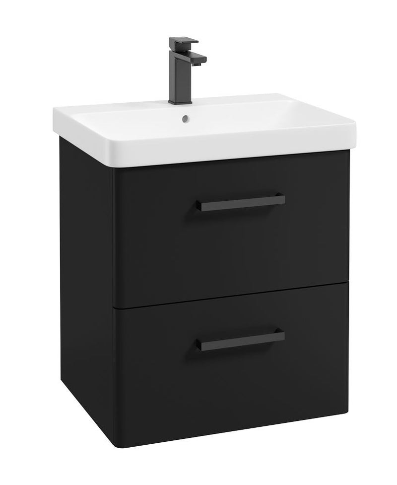 Załaduj obraz do przeglądarki galerii, KORA Wall Hung 60cm Two Drawer Unit Matt Black-Black Handle
