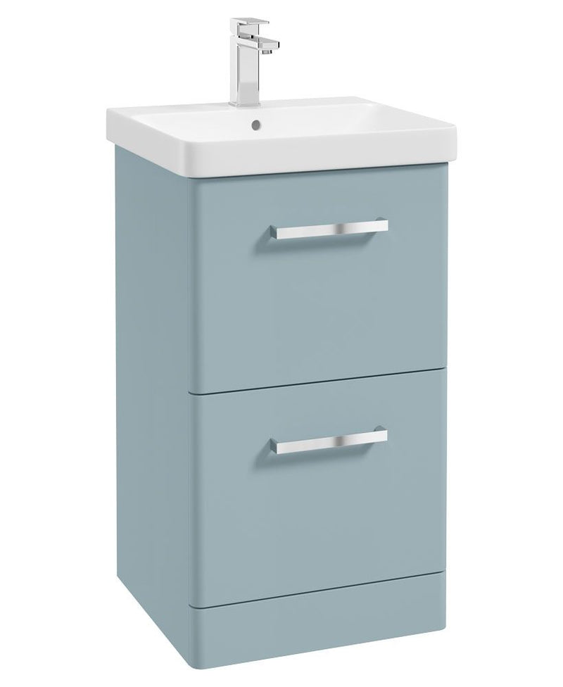 Load image into Gallery viewer, KORA Floorstanding 50cm Two Drawer Vanity Unit Matt Morning Sky Blue-Chrome Handle
