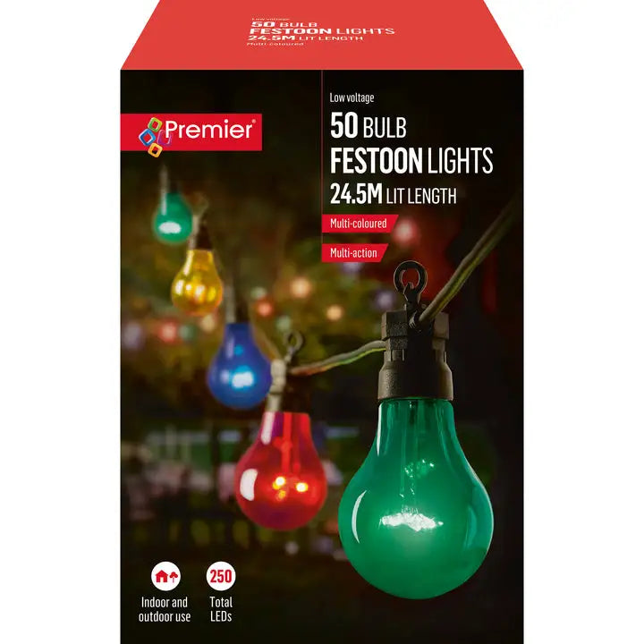 Завантажте зображення в засіб перегляду галереї, 50 Non-Connectable Multi-Action Festoon String Lights | Multi-Coloured | LV222186M
