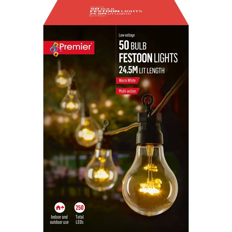 Завантажте зображення в засіб перегляду галереї, 50 Non-Connectable Multi-Action Festoon String Lights | Warm White | LV222186WW
