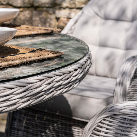 glass topped round table