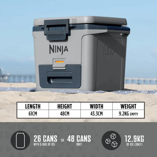 Ninja FrostVault Hard Cooler with Dry Zone | 28L | Slate Grey | FB131UKGY