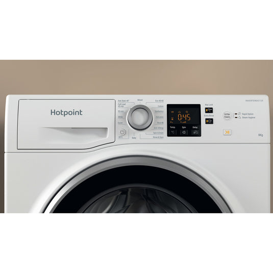 Hotpoint Anti-stain Washing Machine | White | 8kg | 1400rpm | A Rated | NSWE 846 WS UK