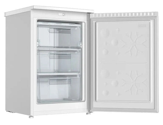 white undercounter freezer with 3 drawers