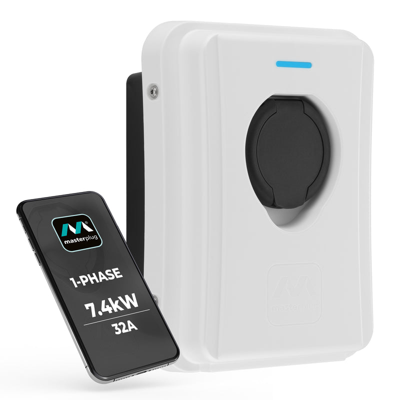 Załaduj obraz do przeglądarki galerii, Luceco Masterplug Ev Mode 3 Charger 7.4Kw - Socket + Wifi/Eth White | EVCM3SS7W-MP
