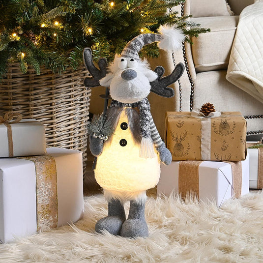 56cm bo lit standing reindeer with grey jacket | P050713