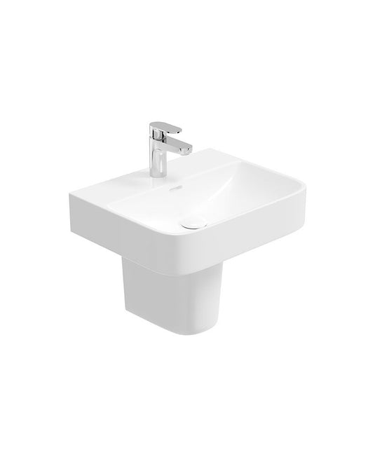 Sonas Horizon Square 50Cm 1 Tap Hole Wash Basin & Semi Pedestal | USW0330