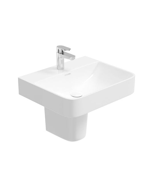 Sonas Horizon Square 55Cm 1 Tap Hole Wash Basin & Semi Pedestal | USW0331