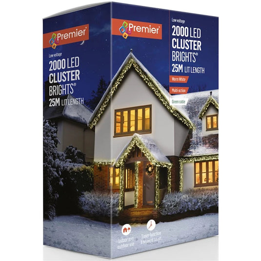 Premier 2000 Christmas Warm White Multi Action LED Cluster | LV162177WW