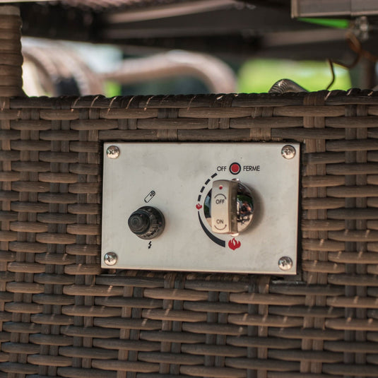 firepit control panel located underneath the table