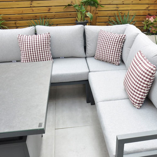 dark grey corner set with cushions