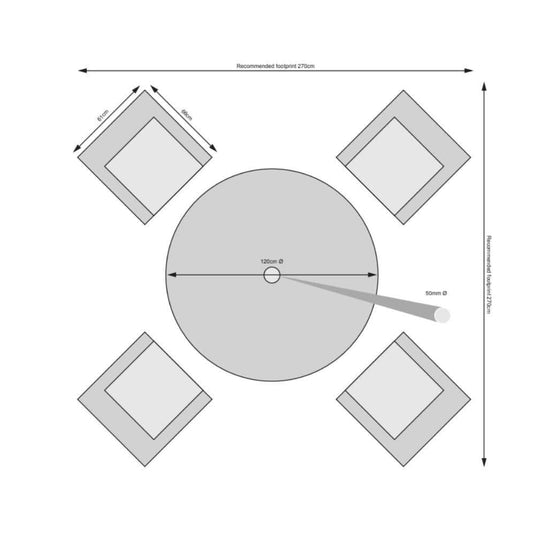 brown 4 seater set with round glass topped table dimensions