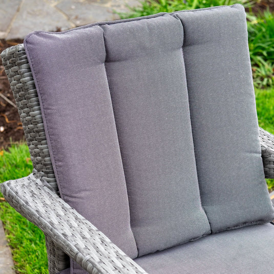 grey back and base cushions on light grey armchair
