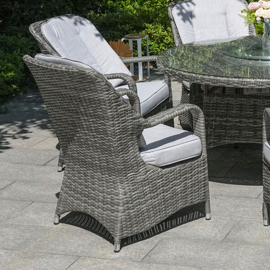 grey chair with cushions