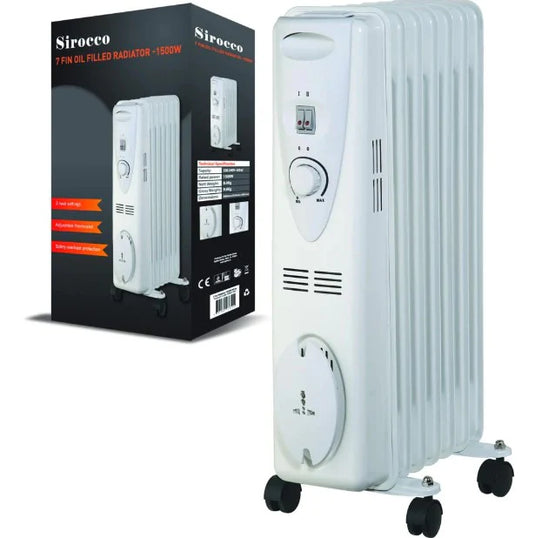 Sirocco 7 Fin Oil Filled Radiator | 1.5kw | 160336