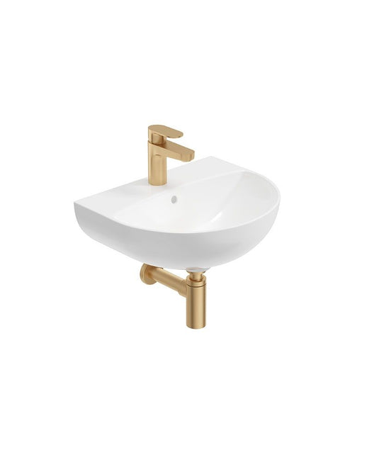 Sonas Horizon Round 45Cm 1 Tap Hole Wash Basin & Bottle Trap | Brushed Gold | USW0460