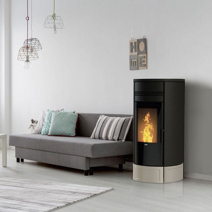 klover style 220 duo wood pellet boiler in ivory, 28.4kw