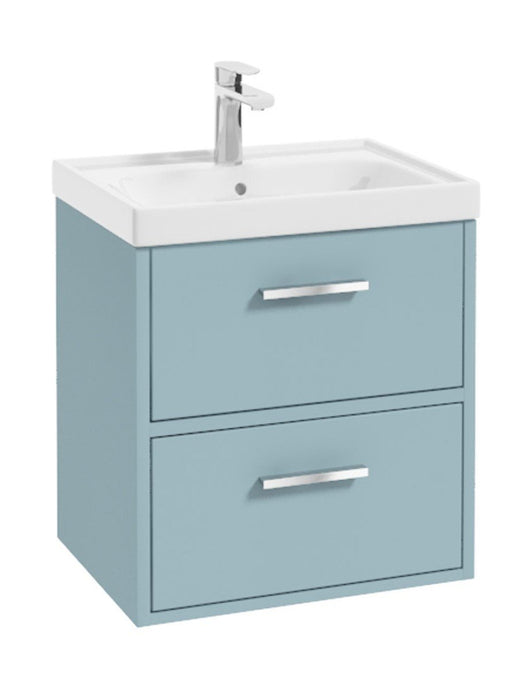 Sonas Finland Wall Hung 50Cm Two Drawer Vanity Unit | Matt Morning Sky Blue | Matt Black Handle | UF0527