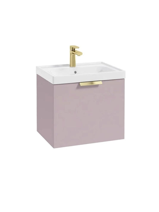 wall hung 1 drawer vanity unit in Matt Cashmere Pink