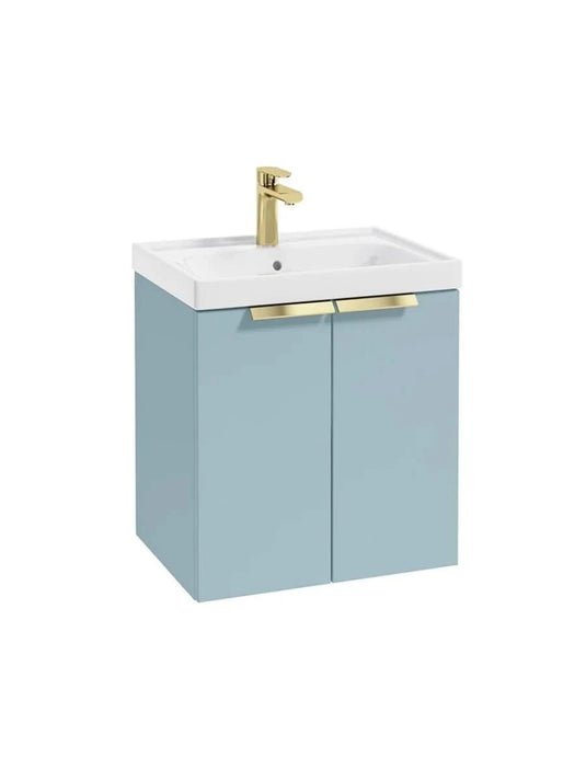 wall hung 2 door vanity unit in Matt Morning Sky Blue
