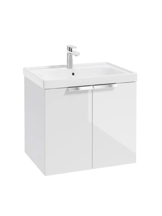 wall hung 2 door vanity unit in gloss white