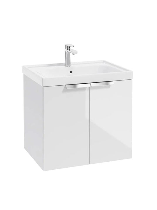 wall hung 2 door vanity unit in gloss white