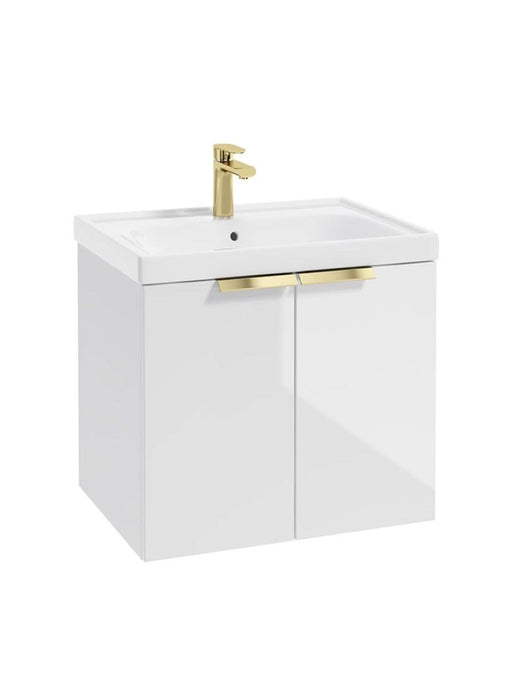 wall hung 2 door vanity unit in gloss white