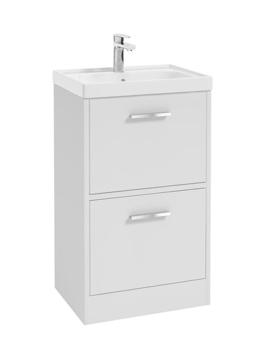 Sonas Finland Floorstanding 50Cm Two Drawer Vanity Unit | Matt White | Brushed Chrome Handle | UF0875