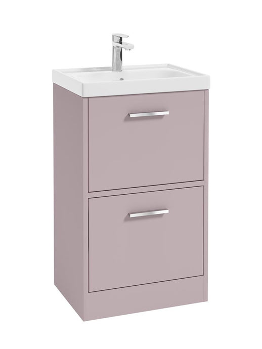 Sonas Finland Floorstanding 50Cm Two Drawer Vanity Unit | Matt Cashmere Pink | Brushed Chrome Handle | UF0887