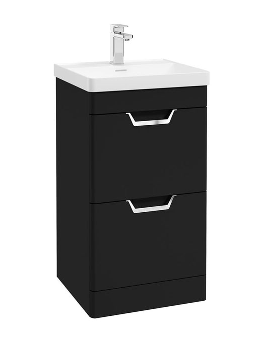 Sonas Freya Floorstanding 50Cm Two Drawer Vanity Unit | Matt Black | Chrome Handle | UF1145