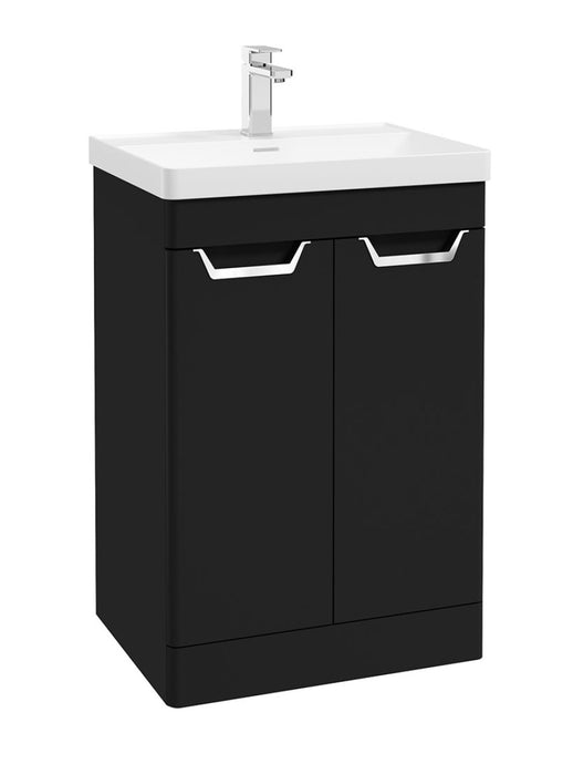 Sonas Freya Floorstanding 60Cm Two Door Vanity Unit | Matt Black | Chrome Handle | UF1151